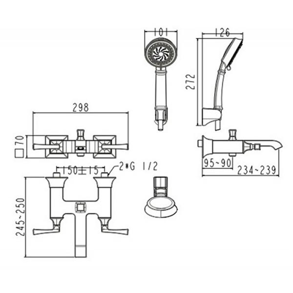 Vòi sen tắm American WF-1611 nóng lạnh