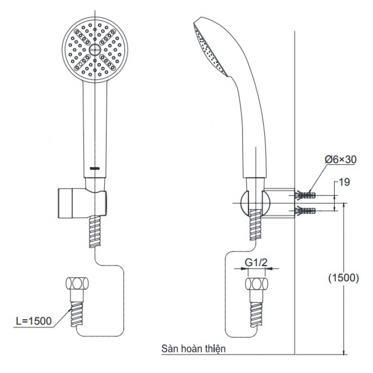 Bản vẽ tay sen tắm TOTO DGH104ZR