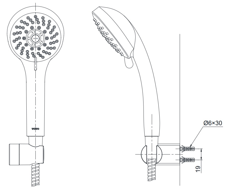 Bản vẽ tay sen tắm Toto DGH108ZR