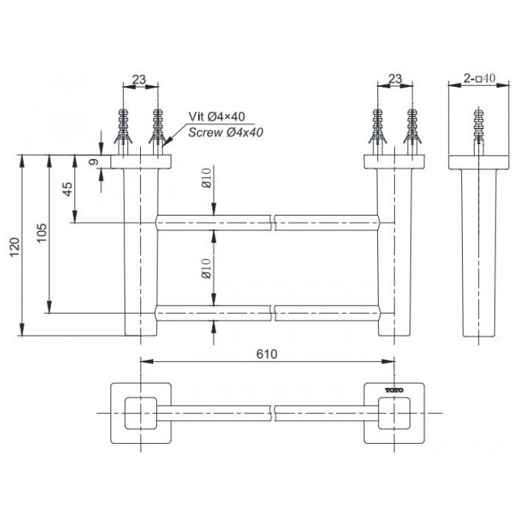 Bản vẽ Thanh Vắt Khăn TOTO YT408W6V