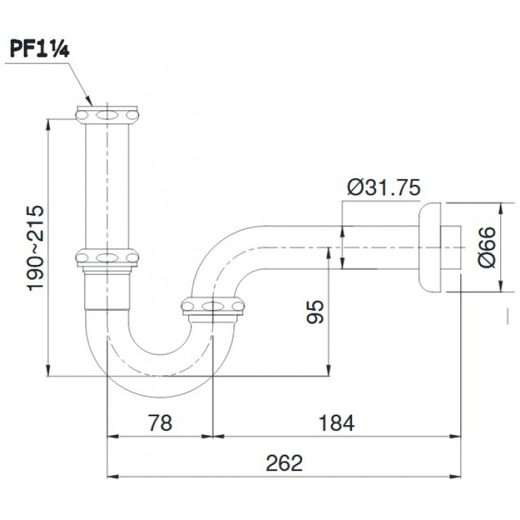 Bản vẽ kỹ thuật Ống thải chữ P TOTO TVLF402