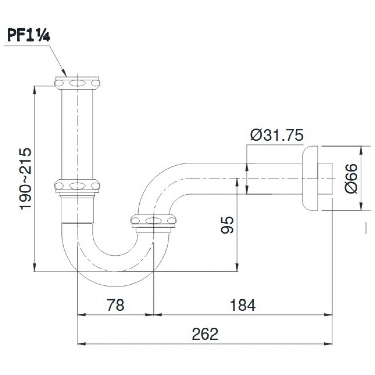 Bản vẽ kỹ thuật Ống thải chữ P Toto TVLF402