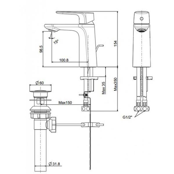 Vòi lavabo chậu rửa mặt American Standard WF-1701 nóng lạnh