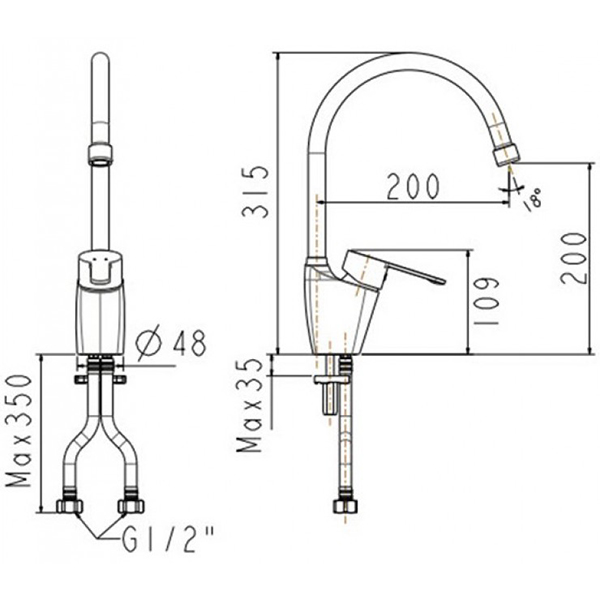 Vòi chậu rửa chén American Standard WF-5623 nóng lạnh