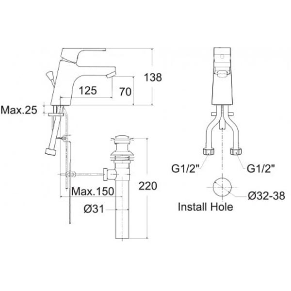 Vòi lavabo chậu rửa mặt American Standard WF-0401 nóng lạnh