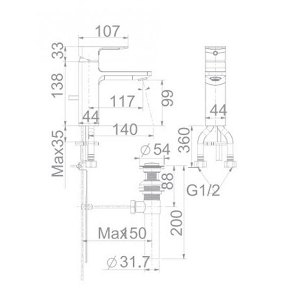 Vòi lavabo chậu rửa mặt American Standard WF-1301 nóng lạnh