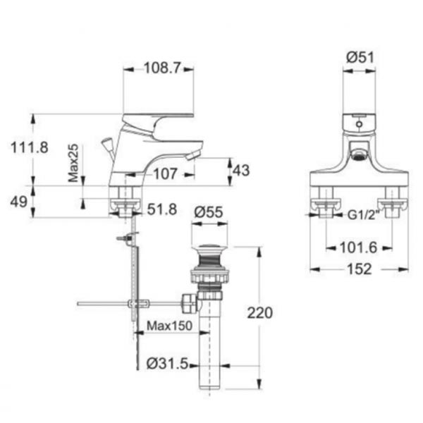 Vòi lavabo chậu rửa mặt American Standard WF-1401 nóng lạnh