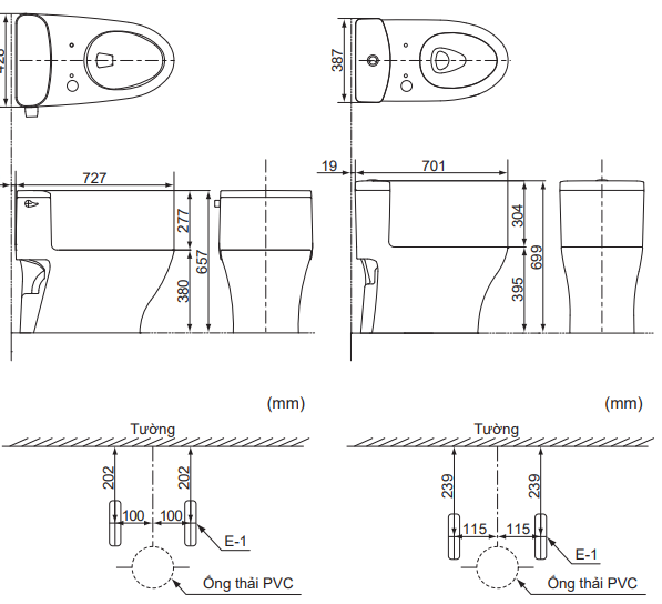 Bản vẽ kỹ thuật Bồn cầu 1 khối Toto MS887CRW17 nắp rửa C2 - TCF23460AAA