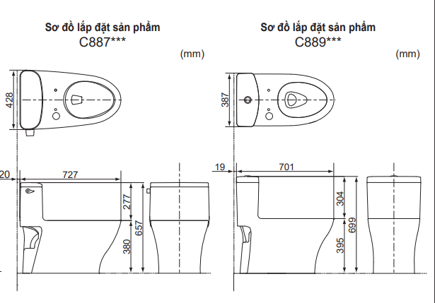 Bản vẽ kỹ thuật Bồn cầu 1 khối Toto MS889DRW16 nắp rửa C2 - TCF23410AAA