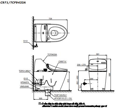Bồn cầu điện tử TOTO C971/TCF9433A
