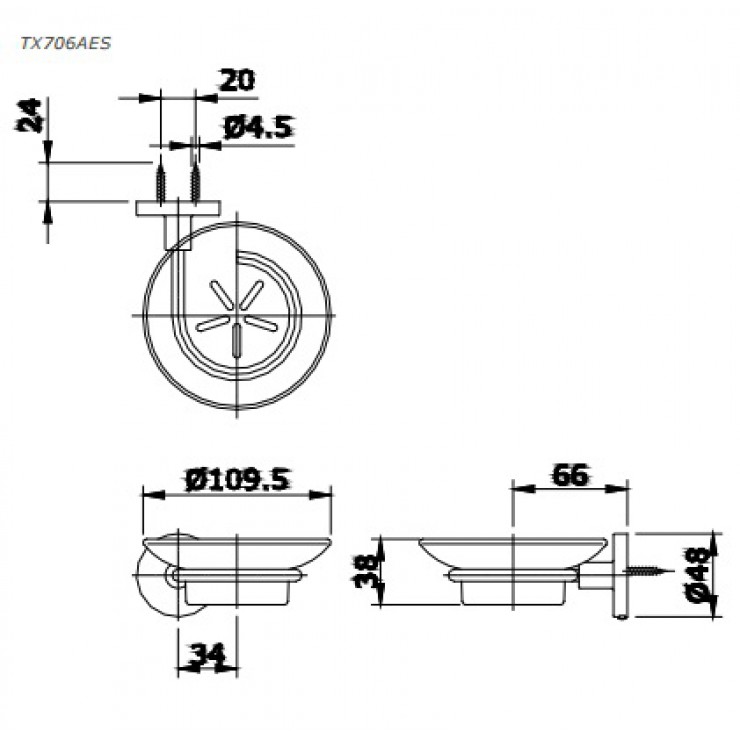 Bản vẽ kỹ thuật Đĩa đựng xà phòng Toto TX706AES