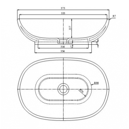 Bản vẽ kỹ thuật Lavabo chậu rửa mặt Viglacera CD15 đặt bàn