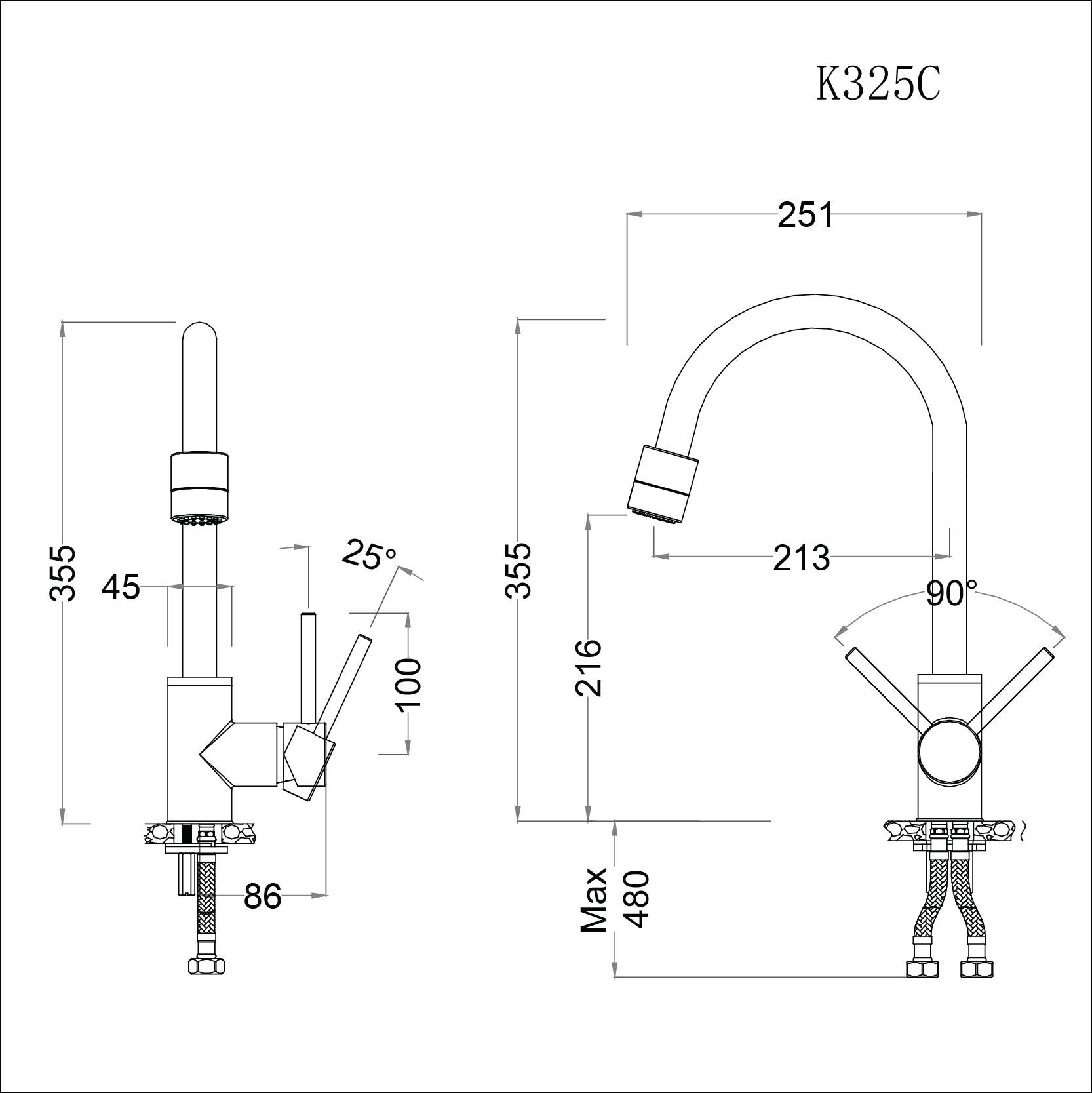 Vòi chậu rửa chén Caesar K325C nóng lạnh