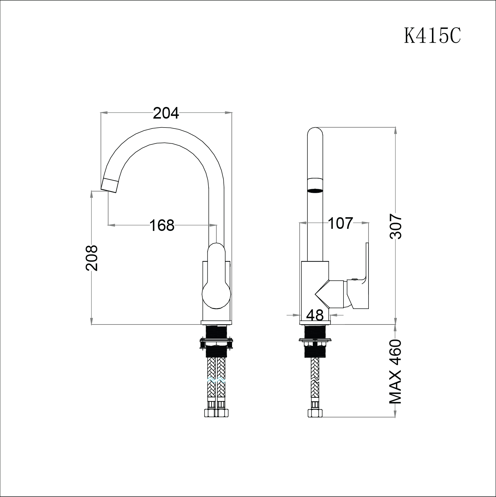 Vòi chậu rửa chén Caesar K415C nóng lạnh