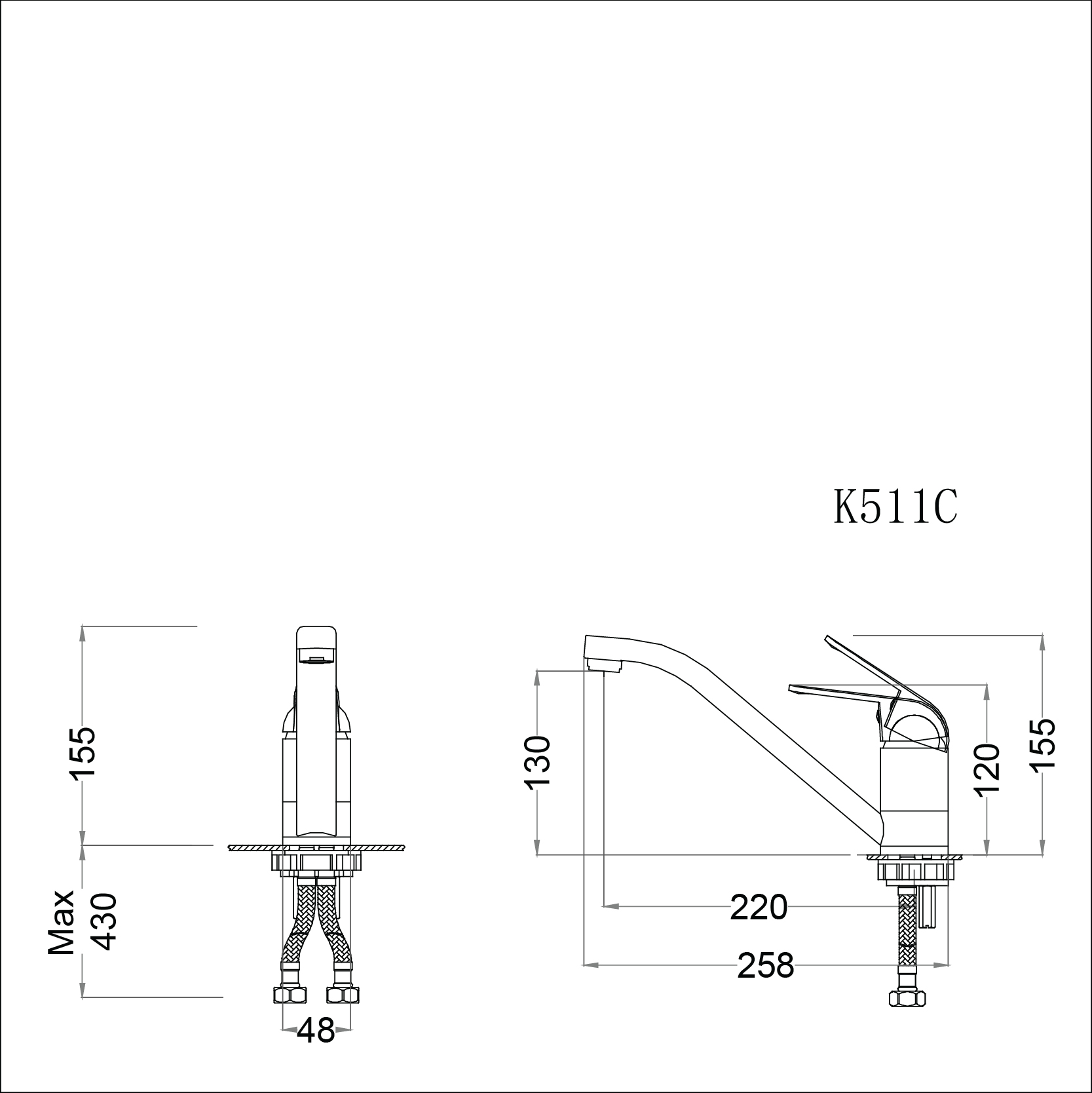 Vòi chậu rửa chén Caesar K511C nóng lạnh