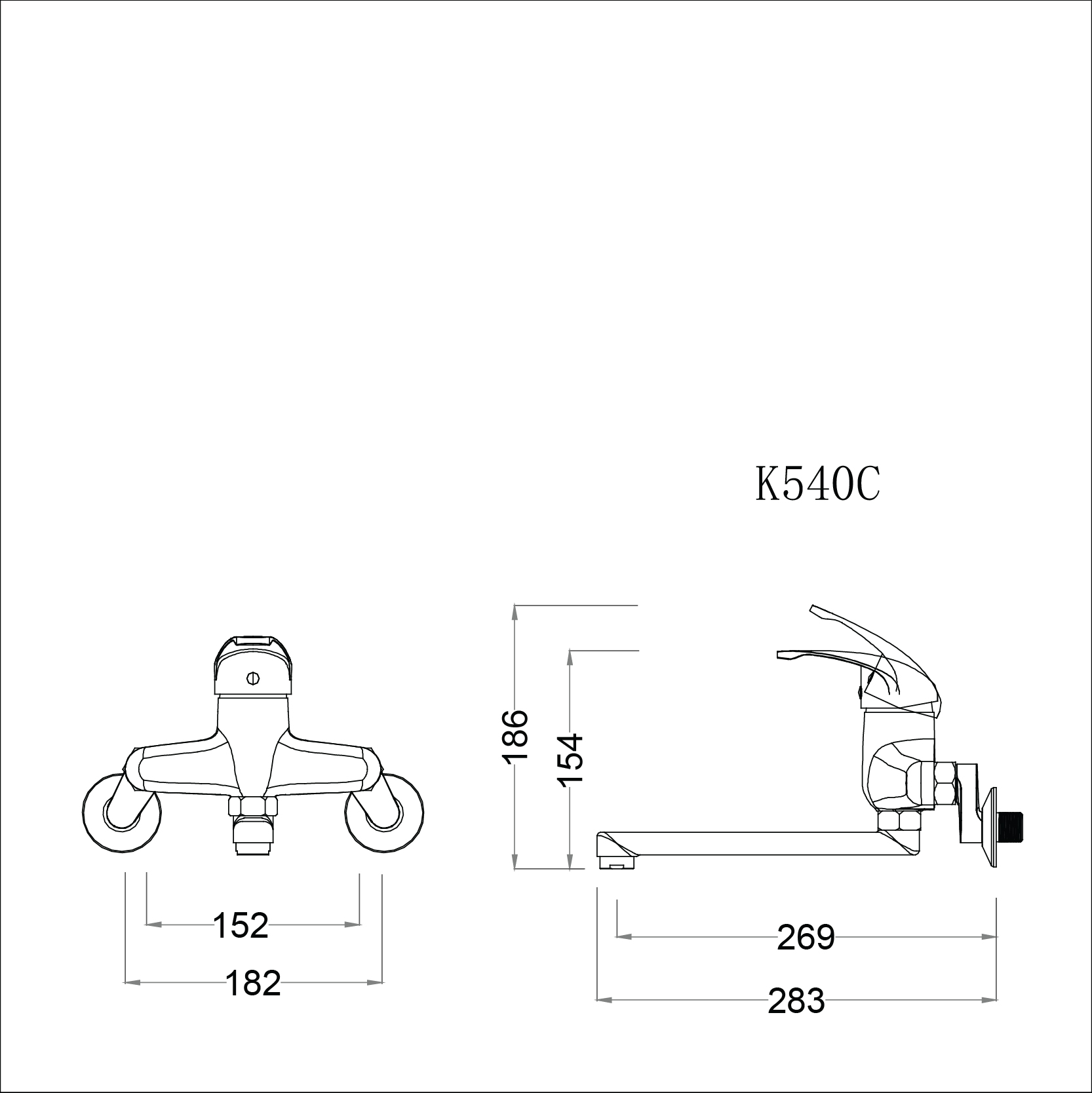 Vòi chậu rửa chén Caesar K540C nóng lạnh gắn tường