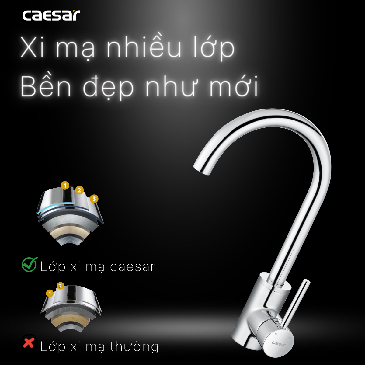 Vòi chậu rửa chén Caesar K025C nước lạnh