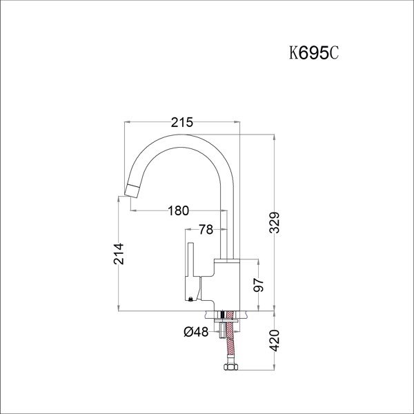 Vòi chậu rửa chén Caesar K695C nóng lạnh