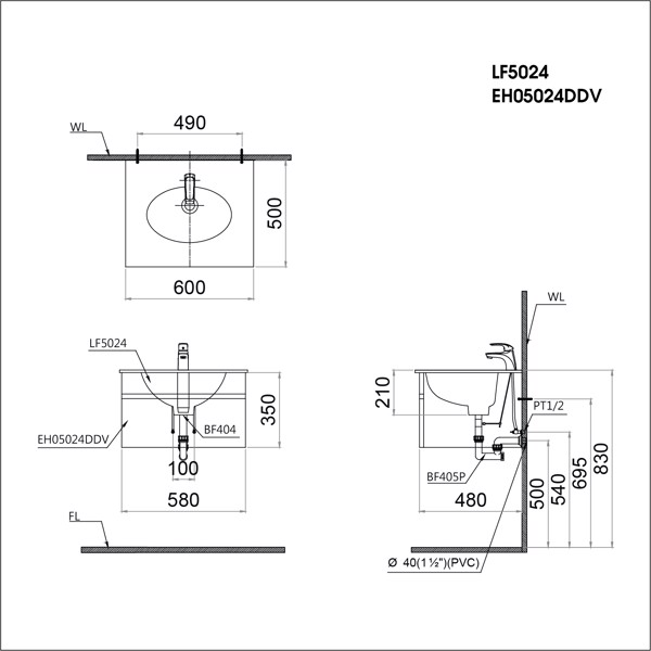 Bộ Lavabo tủ Caesar L5024-EH05024ASV