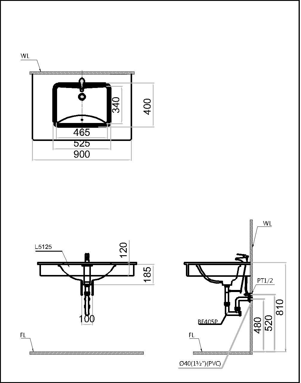 Lavabo chậu rửa mặt Caesar L5125 âm bàn