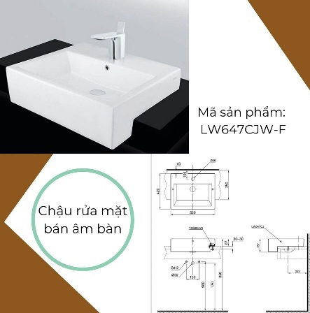 Lavabo chậu rửa mặt Toto LW646JW/F#W bán âm