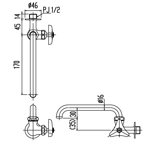Vòi gắn tường INAX LF-16-13 nước lạnh (LF16-13)