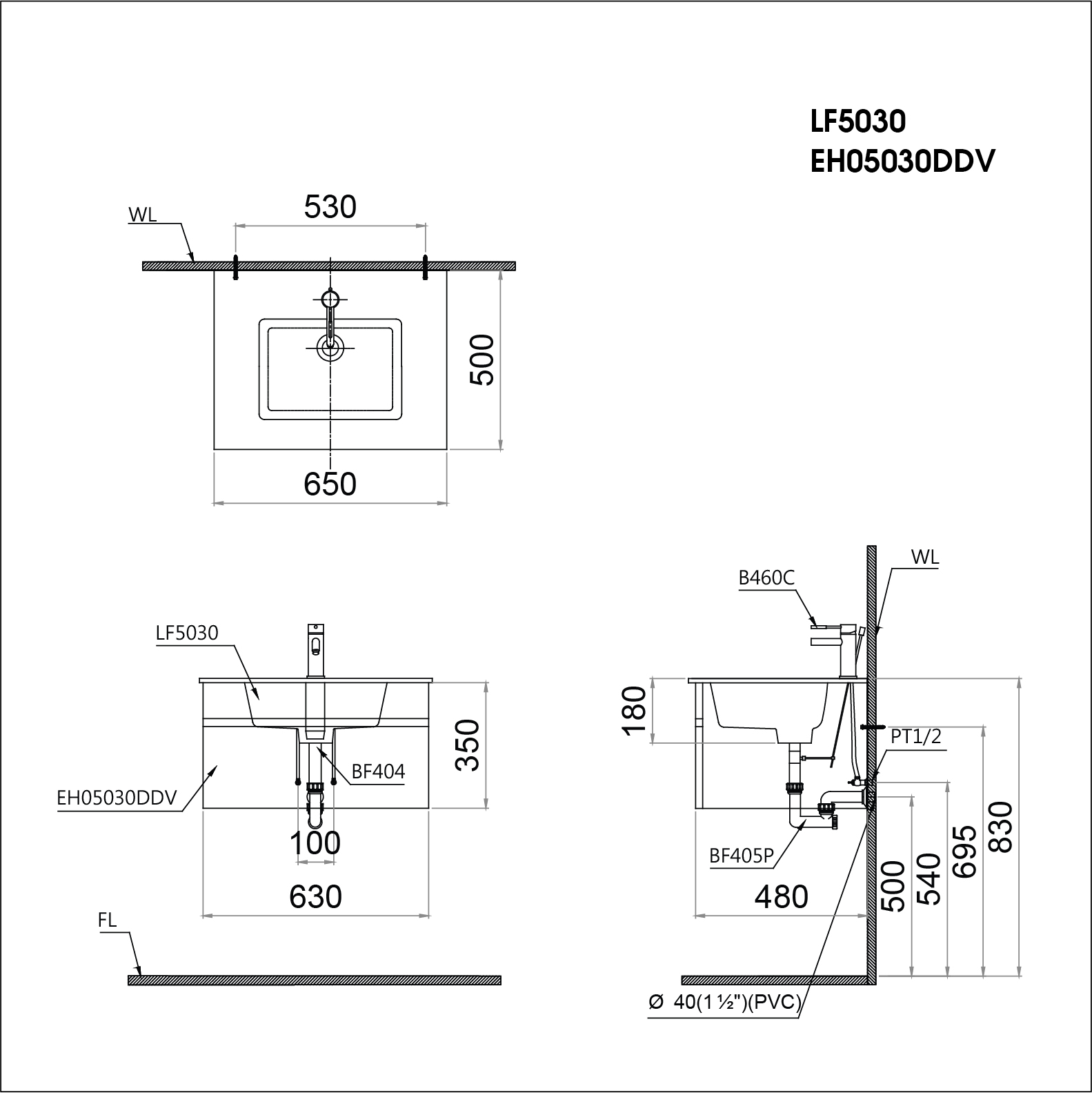 Bộ Lavabo tủ Caesar LF5030 + EH05030DDV