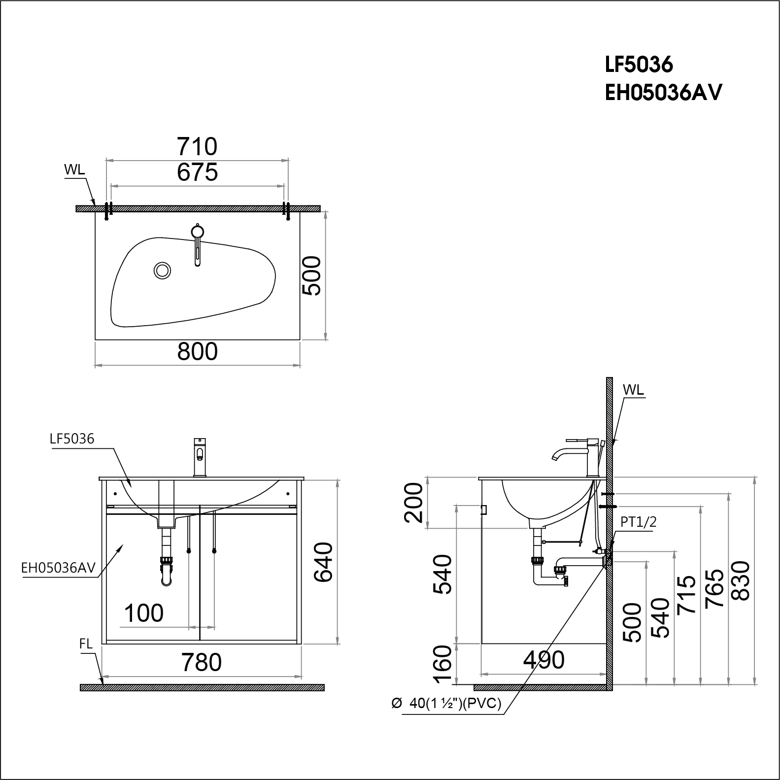 Bộ Lavabo tủ Caesar LF5036