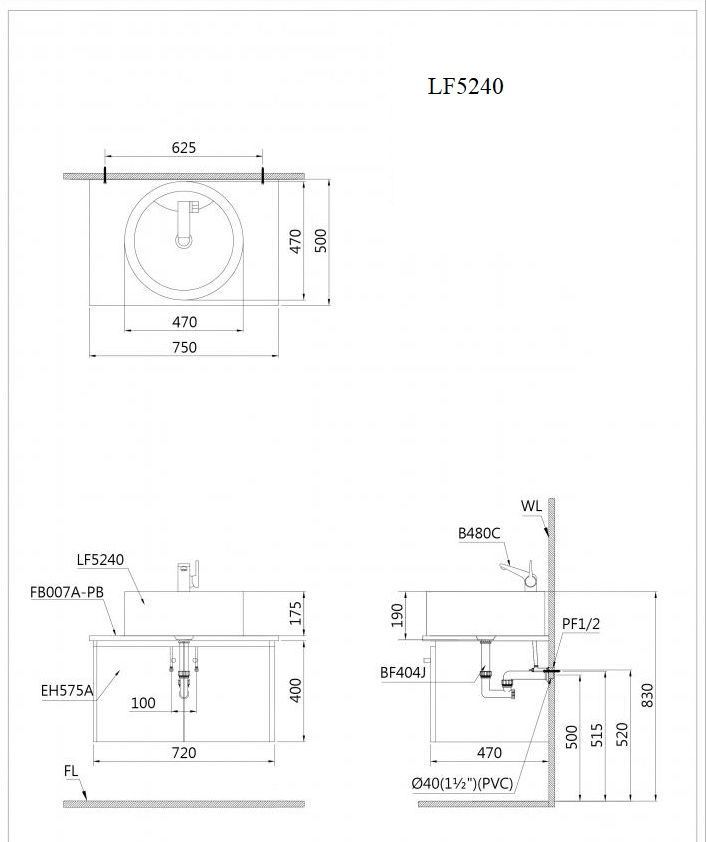 Lavabo chậu rửa mặt Caesar LF5240 đặt bàn