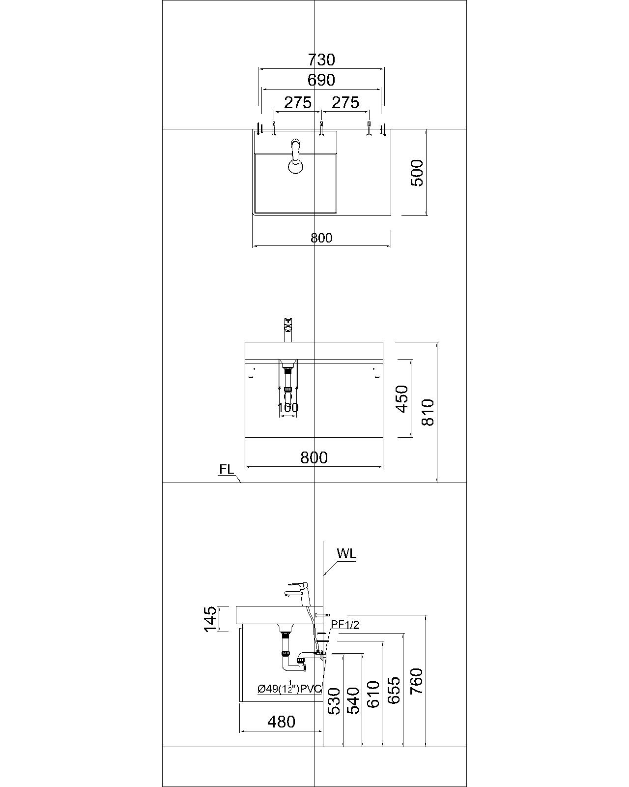 Bộ Lavabo tủ Caesar LF5382 + EH05382AV