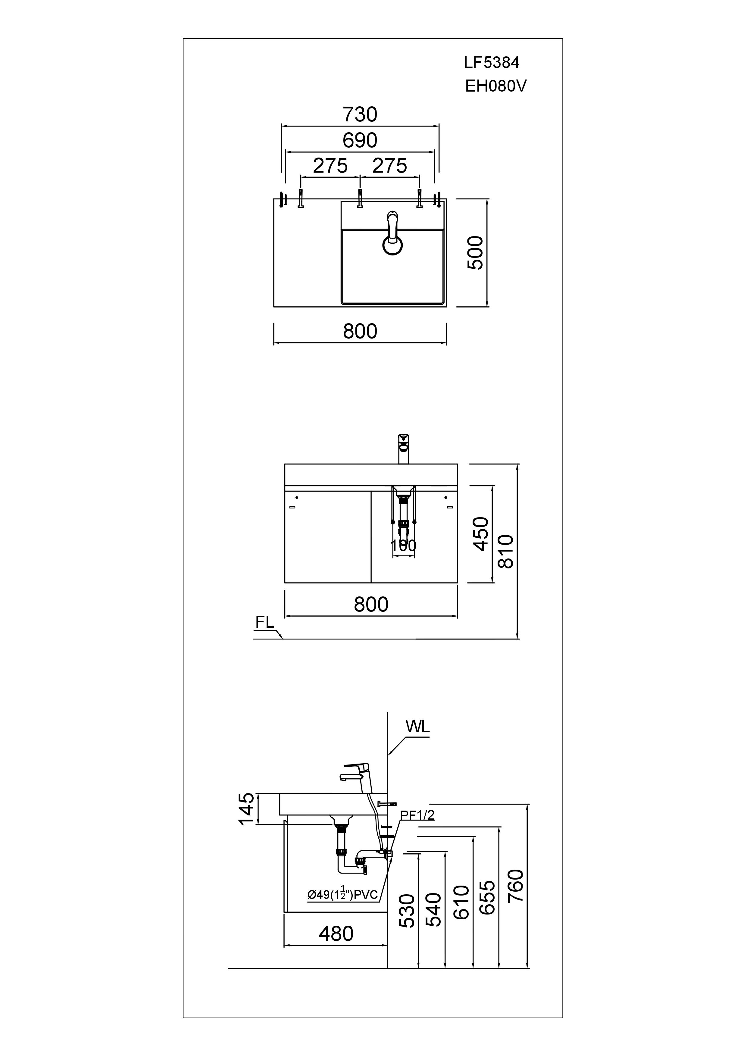 Bộ Lavabo tủ Caesar LF5386 + EH05386AV