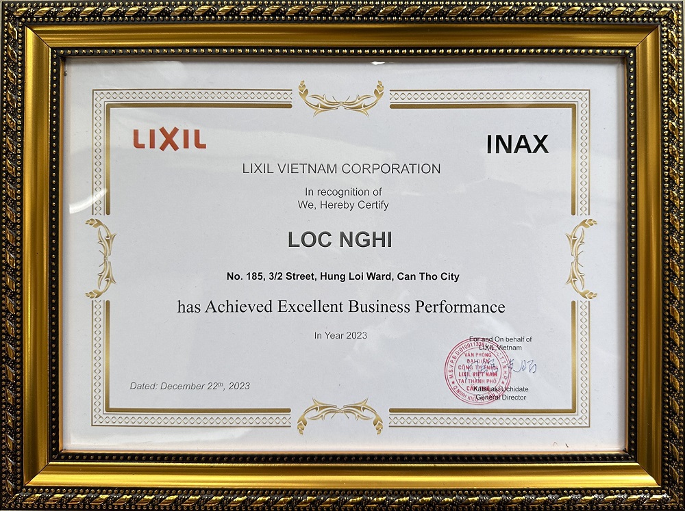 Chứng nhận đại lý INAX