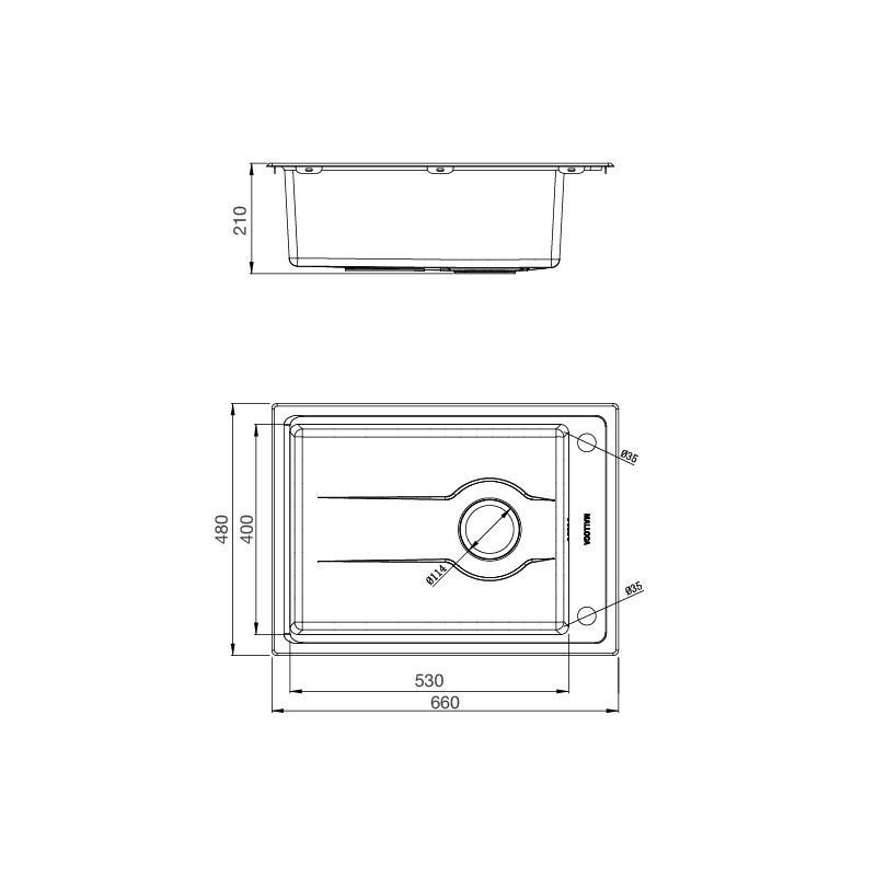 Chậu rửa chén inox Malloca MS 5066W dài 68cm