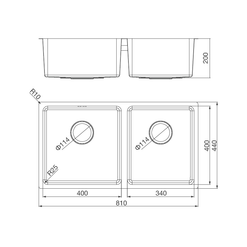 Chậu rửa chén inox Malloca MS 6081 dài 81cm