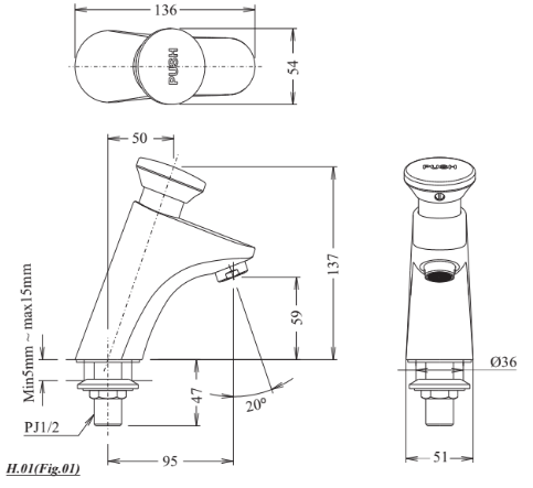 Vòi lavabo chậu rửa mặt INAX LFV-P02B nước lạnh  (LFVP02B)