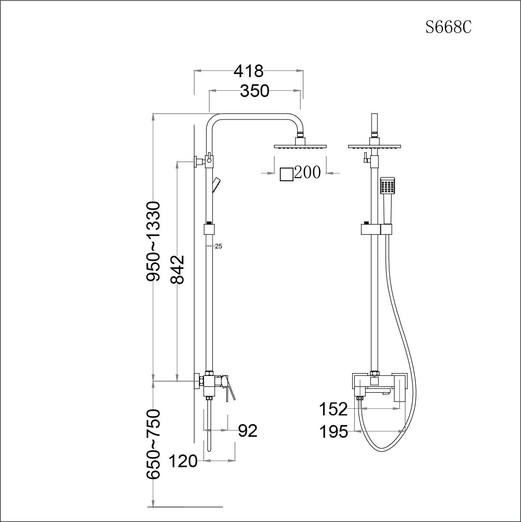 Cây sen tắm Caesar S668C nóng lạnh