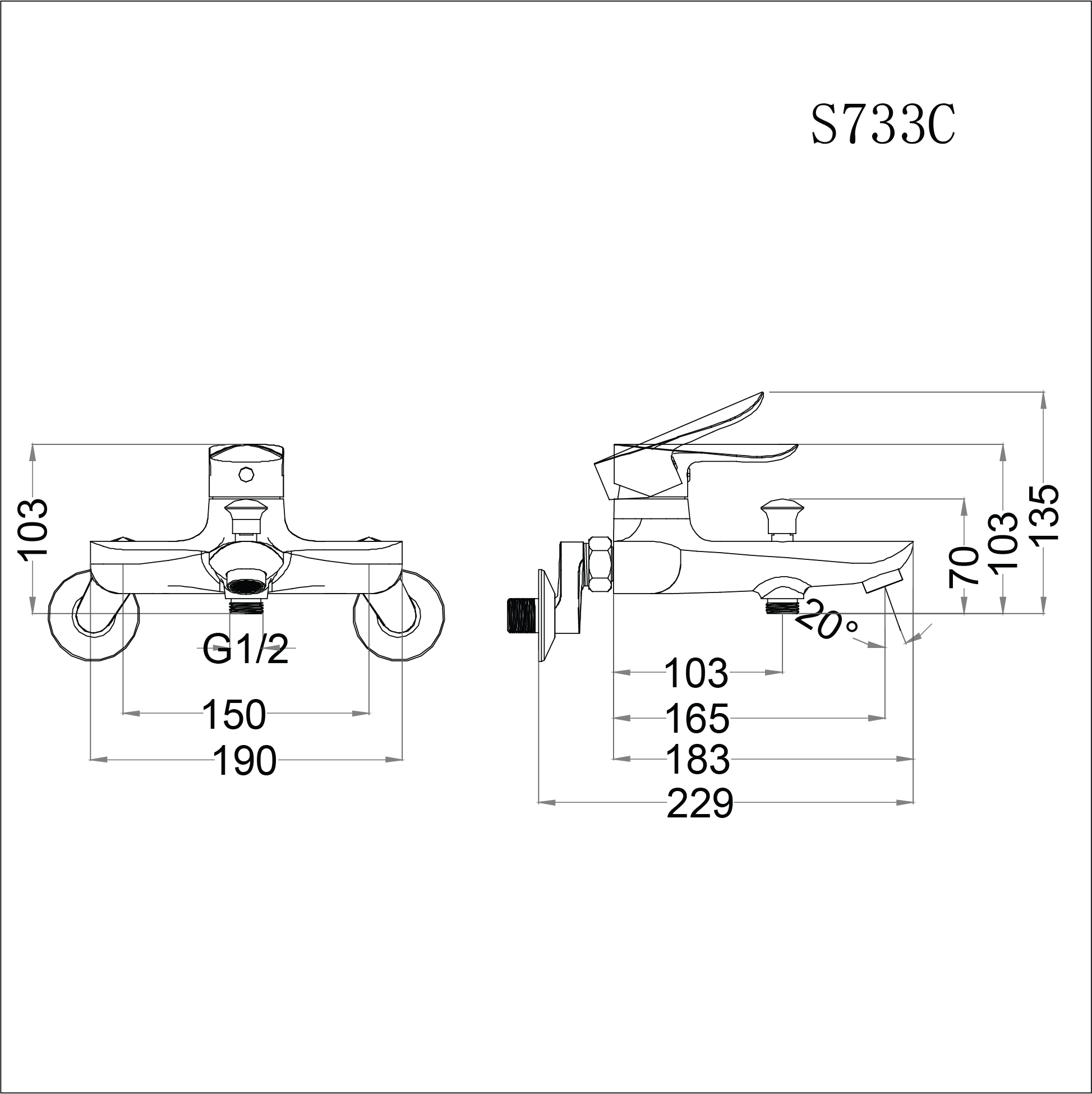 Vòi sen tắm nóng lạnh Caesar S733C