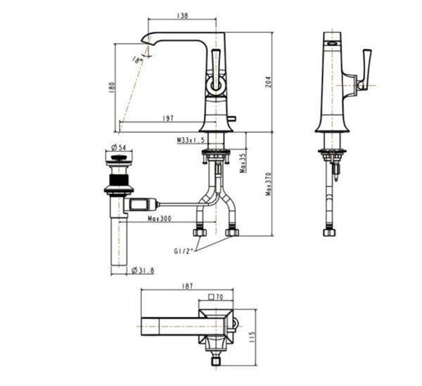 Vòi lavabo chậu rửa mặt American Standard WF-1601 nóng lạnh