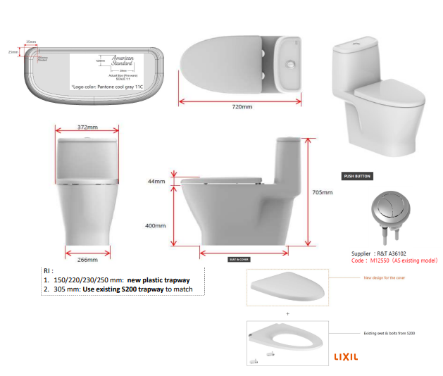 Bồn cầu 1 khối American Standard LOVEN VF-1862