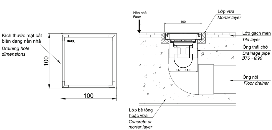 Phễu thoát sàn Inax FDV-10F (FDV10F)