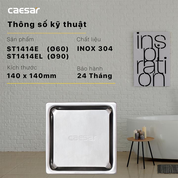 Phễu thoát sàn Caesar ST1414E (thoát Φ 60)