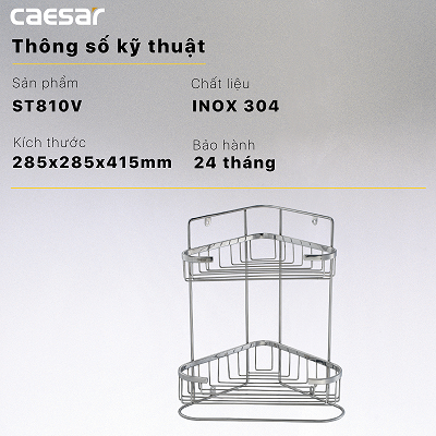 Kệ góc Caesar ST810V 2 tầng Inox 304