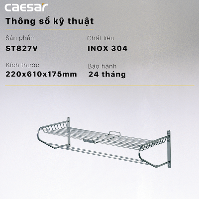 Giá treo khăn Caesar ST827V 2 tầng