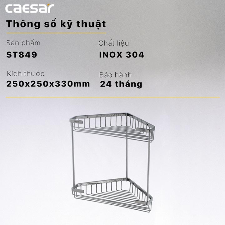 Kệ góc Caesar S849V 2 tầng Inox 304