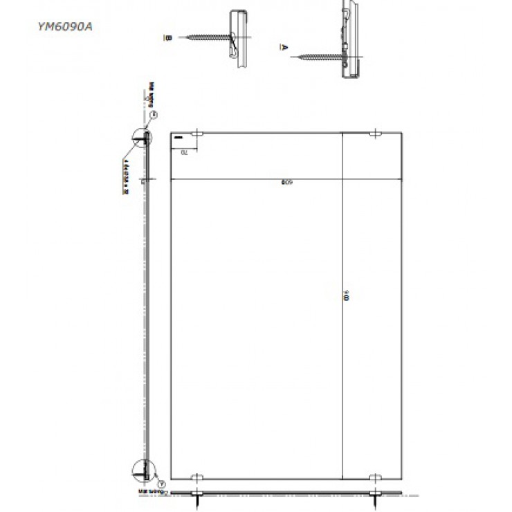 Bản vẽ kỹ thuật Gương chống mốc Toto YM6090A