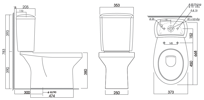 Bồn cầu 2 khối Thiên Thanh Sand + Lavabo LT04