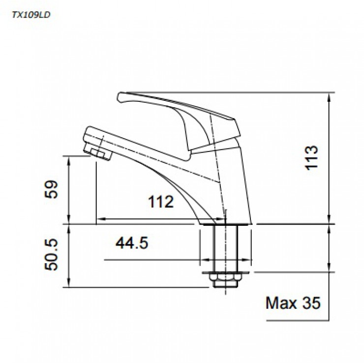 Bản vẽ kỹ thuật Vòi lavabo chậu rửa mặt TOTO TX109LD nước lạnh