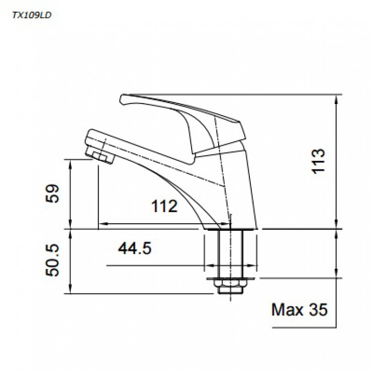 Bản vẽ kỹ thuật Vòi lavabo chậu rửa mặt Toto TX109LD nước lạnh