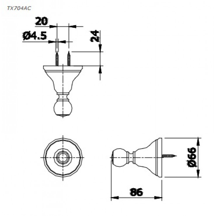 Bản vẽ kỹ thuật Móc áo TOTO TX704AC