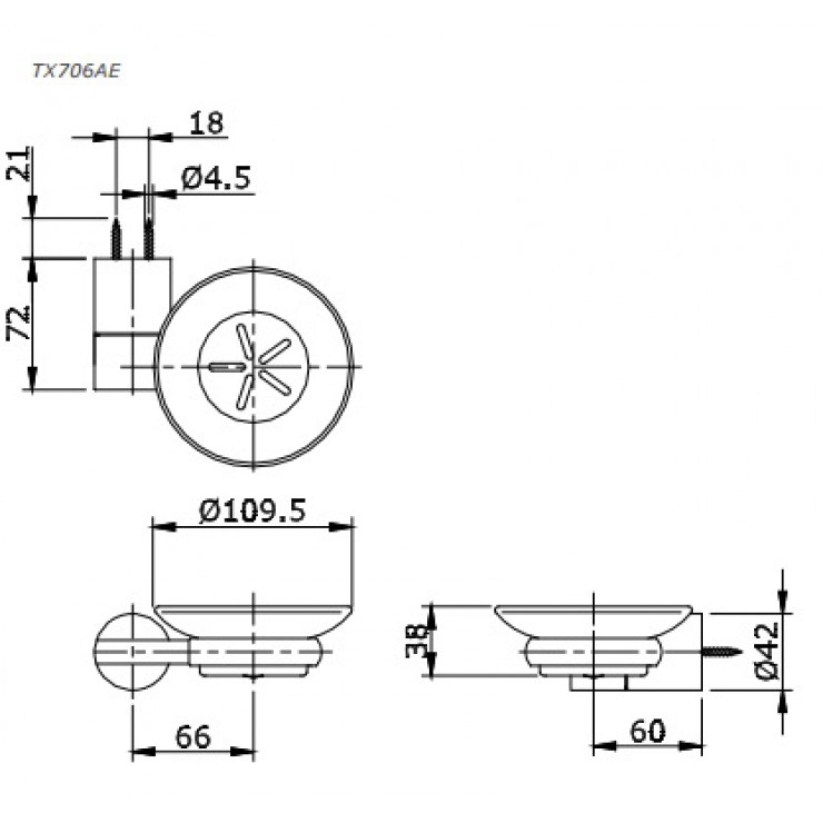 Bản vẽ kỹ thuật Đĩa đựng xà phòng Toto TX706AE